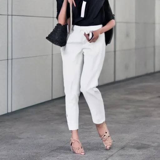 person wearing off white shirt and nice pants combo, Stable Diffusion