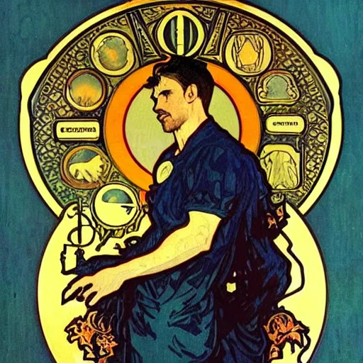 Prompt: chris evans portrait by louis - theophile hingre and alphonse mucha, realistic, sharp focus, zodiac signs, tarot cards, planets, ethereal, art nouveau, magic, moon, sun, crown, dreamy, royal, jewellery