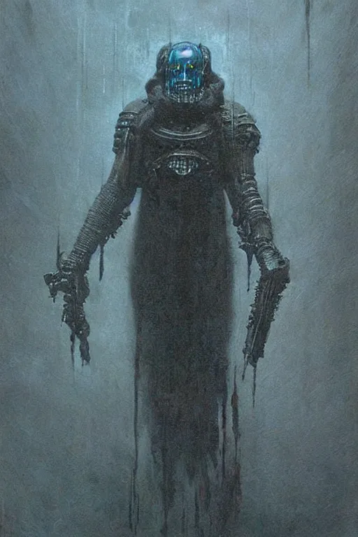 Image similar to warhammer 4 0 k cyberpunk cultist by beksinski, high detail hyperrealistic