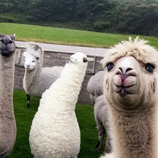 Prompt: voldemort fights harry potter, photobomb by an alpaca