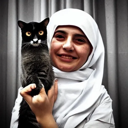 Image similar to “ a turkish girl called lia with her cat ”