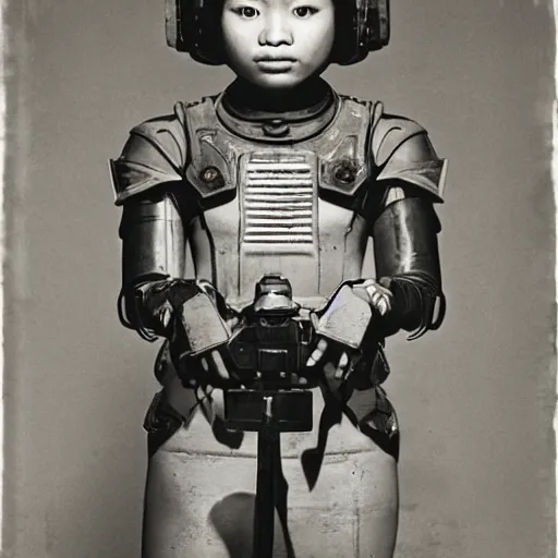 Prompt: A Filipino girl wearing Fallout 3 power armor, portrait, by Diane Arbus