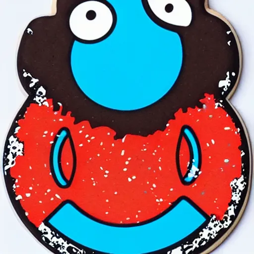 Image similar to die cut sticker, the cookie monster in techwear, splatter paint