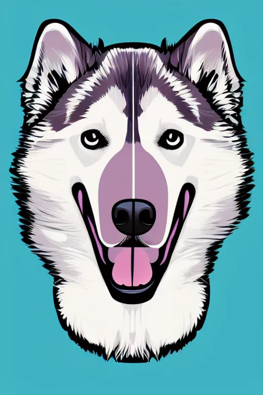 Image similar to A portrait of a gangster husky, sticker, highly detailed, colorful, illustration, smooth and clean vector curves, no jagged lines, vector art, smooth