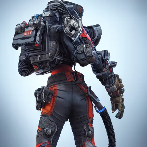 Prompt: octane from apex legends, fullbody, 8k, ultra realistic, source render, concept art