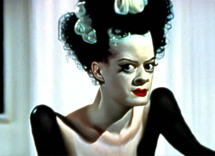 Image similar to bride of frankenstein ( 1 9 3 5 ) as a teen, still from john hughes movie sixteen candles