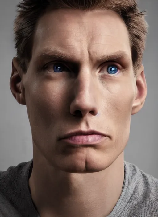 Prompt: photorealistic portrait photograph of jerma looking at you with a serious somber expression, twitch tv, jerma 9 8 5, pronounced cheekbones, strong jaw, depth of field, soft focus, highly detailed, intricate, realistic, national geographic cover, soft glow, textured skin