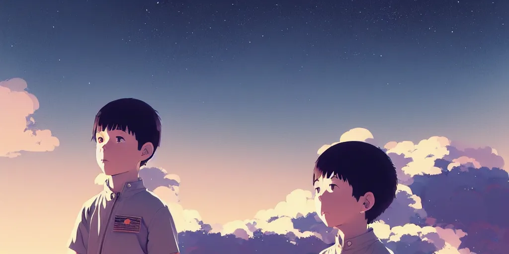 Prompt: 3 d portrait of a boy with astronaut helmets by ilya kuvshinov, cloudy sky background lush landscape ln illustration concept art anime key visual trending pixiv by victo ngai fanbox by greg rutkowski makoto shinkai takashi takeuchi studio ghibli