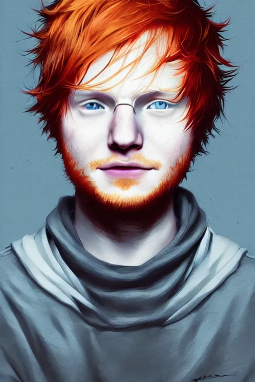 Prompt: ed sheeran, manga cover art, detailed color portrait, artstation trending, 8 k, greg rutkowski