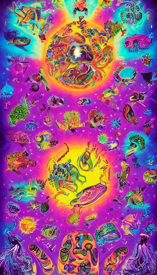 Image similar to The end of an organism, by Lisa Frank,