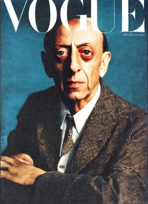 Prompt: Arnold Schoenberg on the cover of Vogue