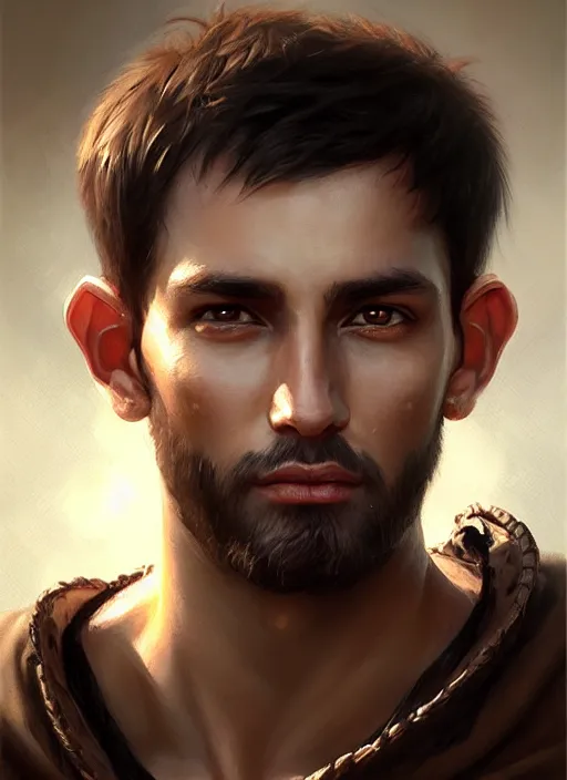 Image similar to a _ fantasy _ style _ portrait _ painting _ of light brown argentinian male short black hair defined chiseled facial features face big ears, rpg dnd oil _ painting _ unreal _ 5 _ daz. _ rpg _ portrait _ extremely _ detailed _ artgerm _ greg _ rutkowski _ greg