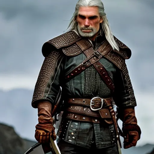 Image similar to anson mount as geralt, photorealistic