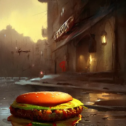 Prompt: a hamburger by greg rutkowski