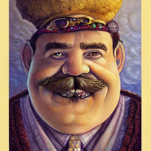 Prompt: Portrait of Wario, artwork by Daniel Merriam,