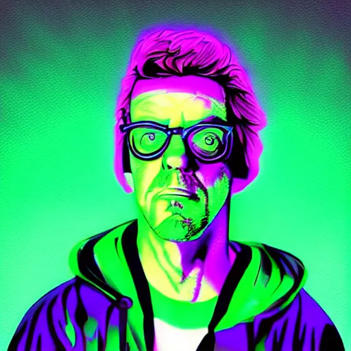 Image similar to christopher lloyd in hoodie, portrait, vaporwave, synthwave, neon, vector graphics, cinematic, volumetric lighting, f 8 aperture, cinematic eastman 5 3 8 4 film, photorealistic