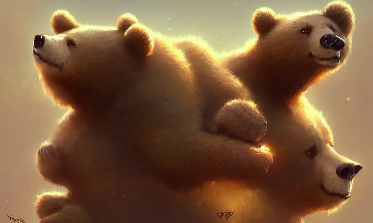 Image similar to cute cartoon bear, sharp focus, illustration, highly detailed, digital painting, concept art, matte, art by wlop and artgerm and greg rutkowski and alphonse mucha, masterpiece