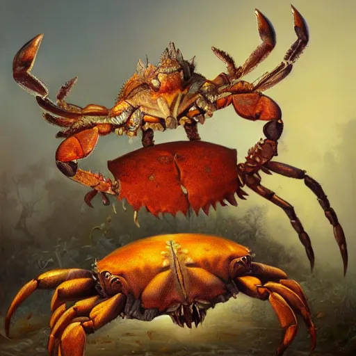 Prompt: deer - crab creature, oil painting by justin gerard, deviantart