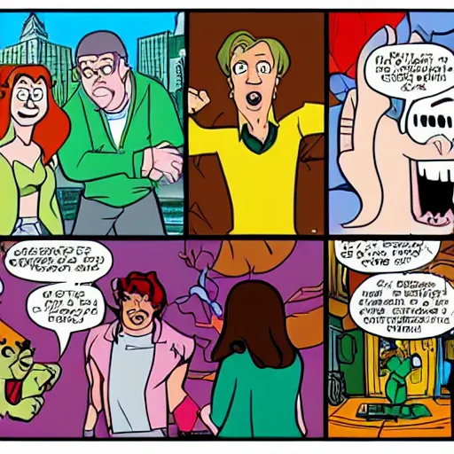 Image similar to it's always sunny in philadelphia, scooby doo cartoon style