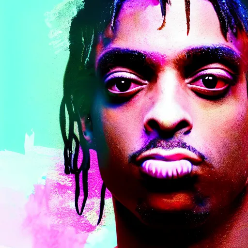 Prompt: playboi carti, photorealistic, detailed face, full body shot, 8 k, hd, neon colors, over saturated colors, wok, lsd effect,