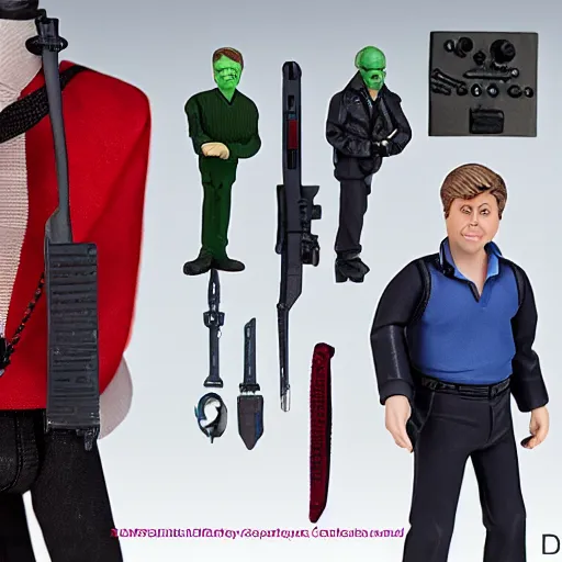 Prompt: dave foley action figure, product shot, with accessories