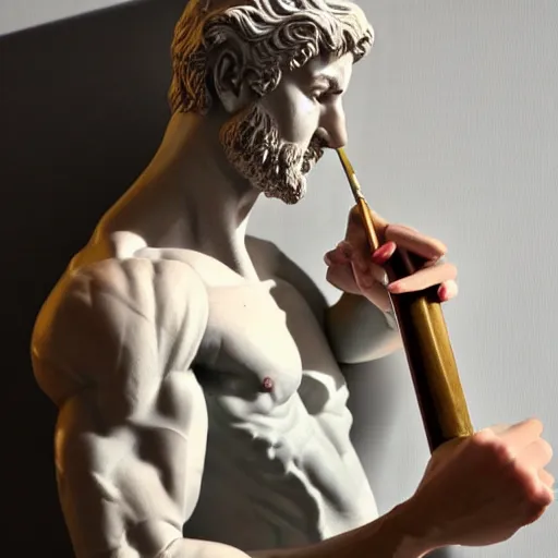 Prompt: a marble statue of a man painting on a canvas, very detailed, concept art, artstation