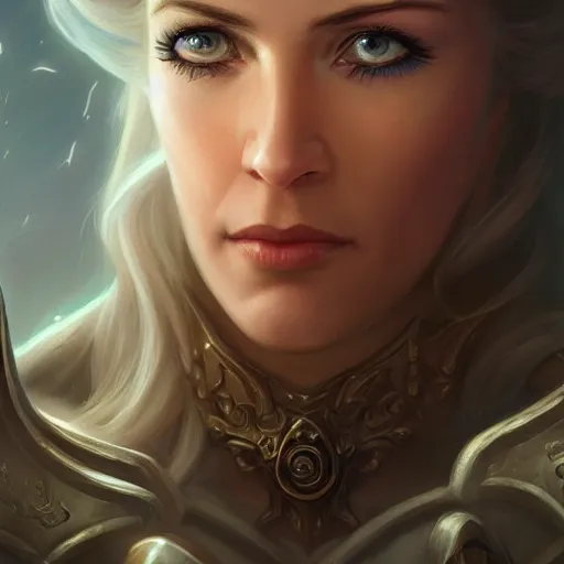 Image similar to digital painting of jaina proudmoore amazing details 8 k beautiful ultra realistic sharp focus cinematic lightning highly detailed, digital painting, artstation, concept art, smooth, sharp focus, illustration artgerm, tomasz alen kopera, peter mohrbacher, donato giancola, joseph christian leyendecker, wlop, frank frazetta