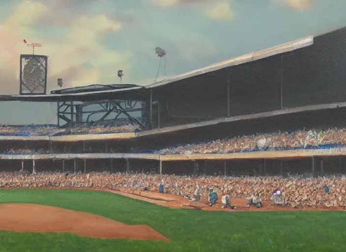 Image similar to a cornstalk baseball stadium, oil painting by jama jurabaev, extremely detailed, brush hard, artstation, for aaa game, high quality, brush stroke