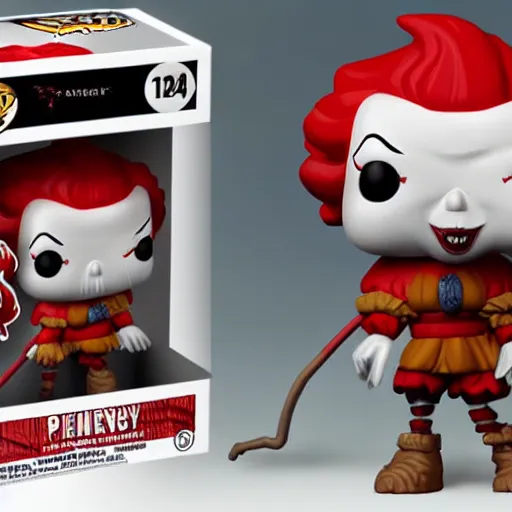 Funko pop of pennywise in a fantasy forest, trending, Stable Diffusion