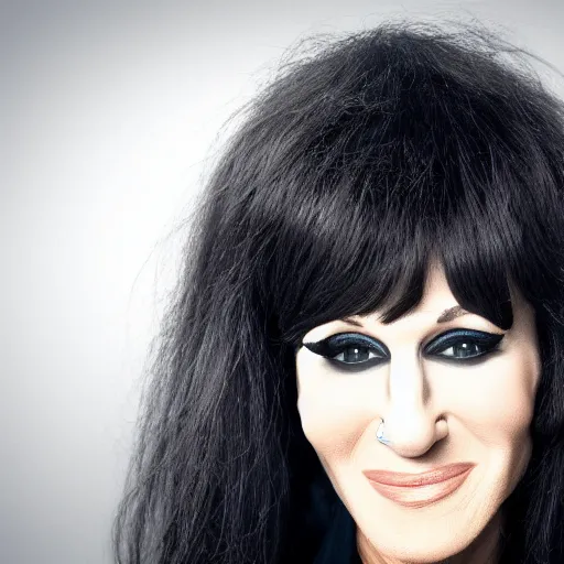 Prompt: photographic portrait of a hybrid of liza minelli and sarah jessica parker aged 2 6, with a dark fringe, 8 k