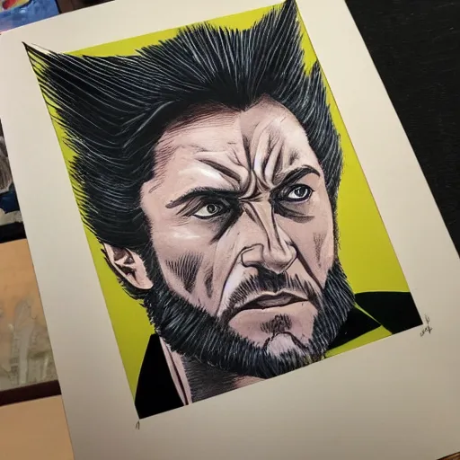 Prompt: photo of wolverine doing late art