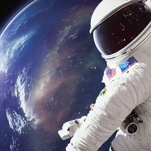 Image similar to keanu reeves in space with astronauts, instagram photo, full hd, 8 k, unreal engine, octane render, hyper detailed, hyper realistic, photorealistic, vfx, houdini, full body