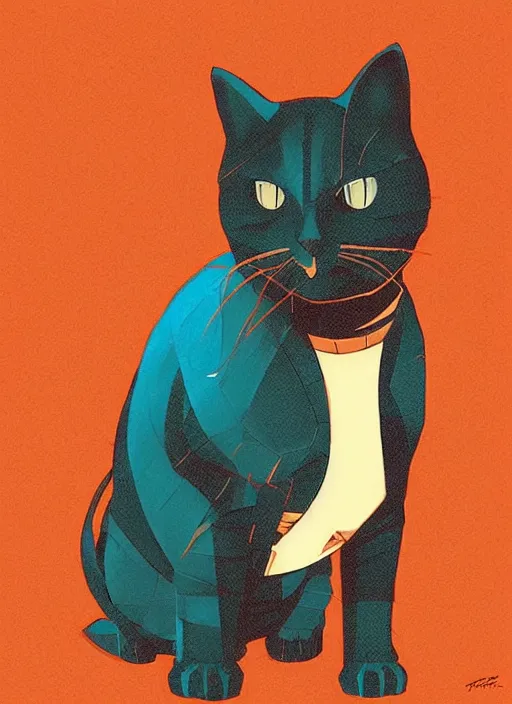 Image similar to concept portrait of cat staring contemptuously at people, artstation, art by petros afshar, tom whalen, laurie greasley and greg rutkowski and ilya kuvshinov