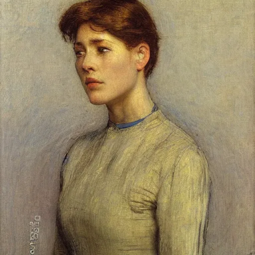 Image similar to a portrait of a female android by jules bastien - lepage