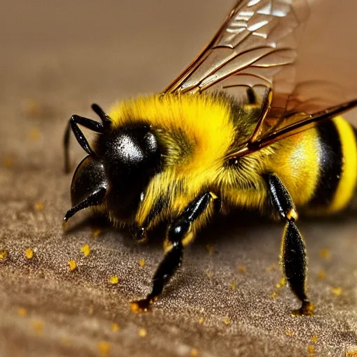 Image similar to 3 d bee, macro, depth of field, f 1. 2 highly detailed