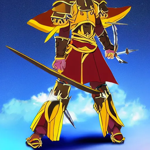 Image similar to warrior of sun, anime style, full armor