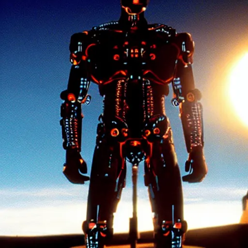 Image similar to movie still of cyborg made of the sun, cinematic composition, cinematic light, criterion collection, by edgar wright