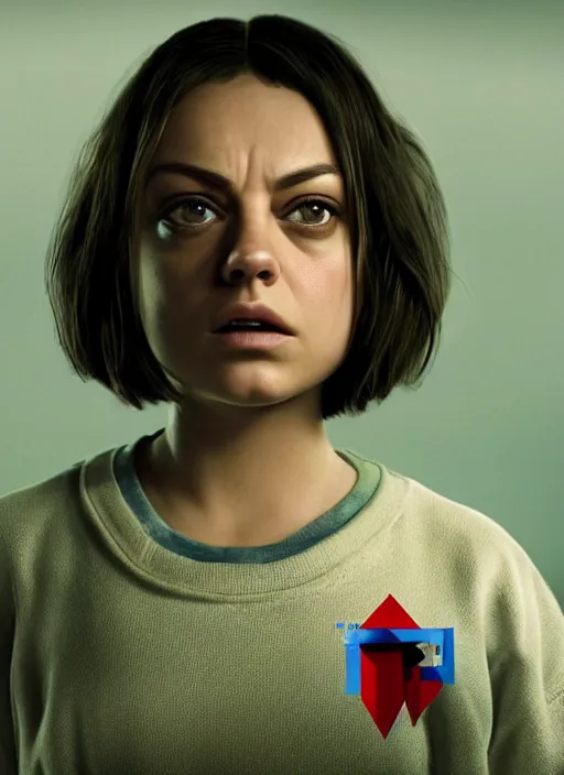 Image similar to Mila Kunis cast as Eleven, still from Stranger Things movie, hyperrealistic, 8k, Octane Render,