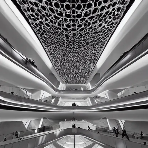 Image similar to Mars research facility designed by Zaha Hadid with baroque elements. Ultra futuristic design that combines ornate baroque with clean organic minimalist forms.. Beautiful space with epic details