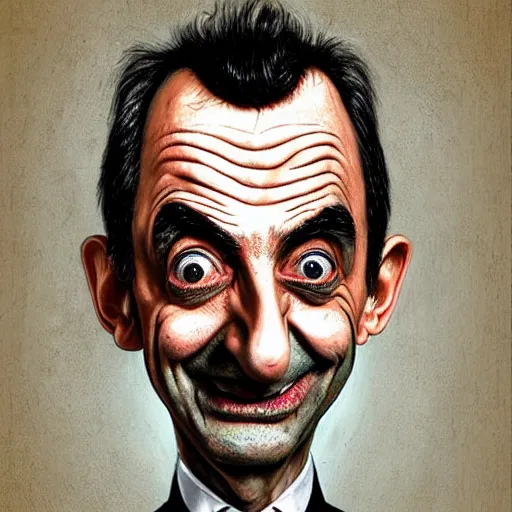 Prompt: surrealism grunge cartoon portrait sketch of Mr Bean, by michael karcz, loony toons style, freddy krueger style, horror theme, detailed, elegant, intricate