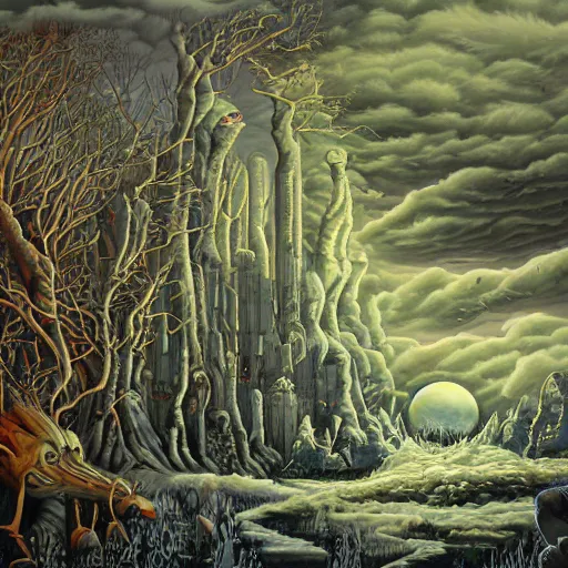 Image similar to hyper - detailed painting of ghostly character composition in the style of artist chris mars, in a landscape