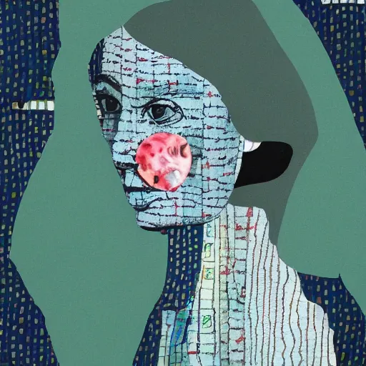 Prompt: a beautiful surreal portrait of a depressed girl made in a magazine clipping collage style, made by a depressed art student, reminiscent of pablo picasso