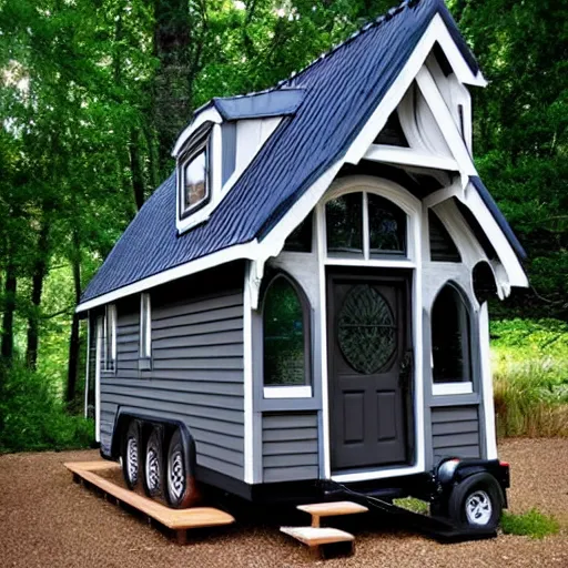 Image similar to Gothic tiny home.