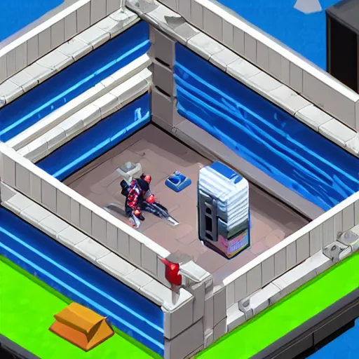 Image similar to isometric action game, punk, mirror's edge, highly detailed, realistic