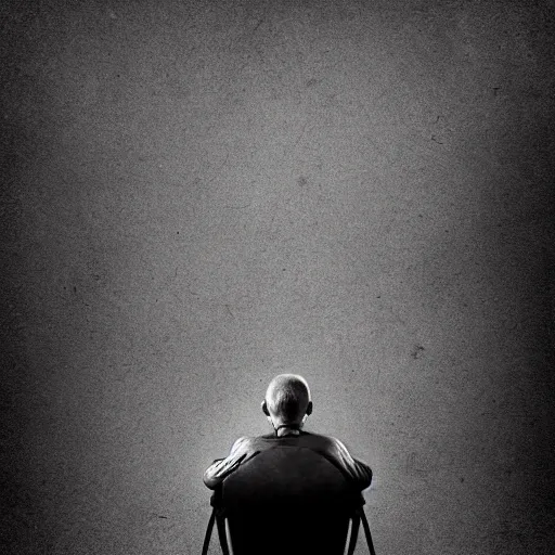 Prompt: A sitting man questioning time as imagined by Tommy Ingberg