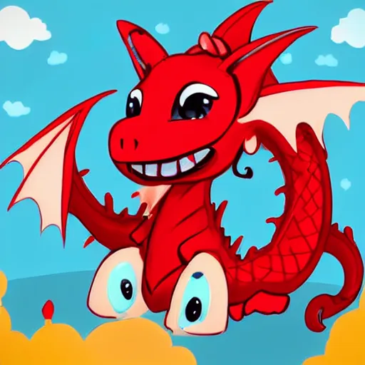 Image similar to the most cutest adorable happy picture of a dragon, tiny firespitter, kawaii, chibi style, Dra the Dragon, tiny red dragon, adorably cute, enhanched, deviant adoptable, digital art Emoji collection