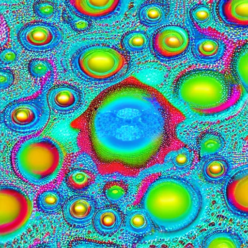 Prompt: Psychedelic droplets of water, digital