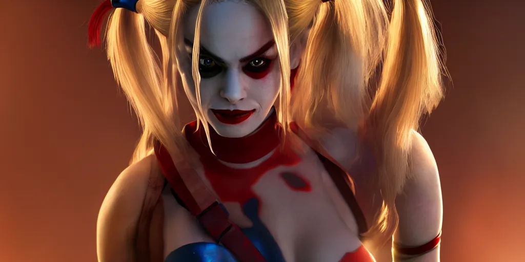 Prompt: Harley Quinn in exorcist volumetric lighting, beautiful, golden hour, sharp focus, ultra detailed, cgsociety