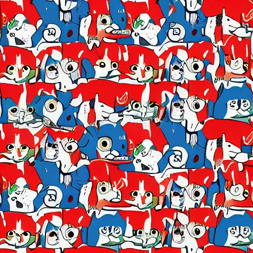 Image similar to where's waldo illustration of cats