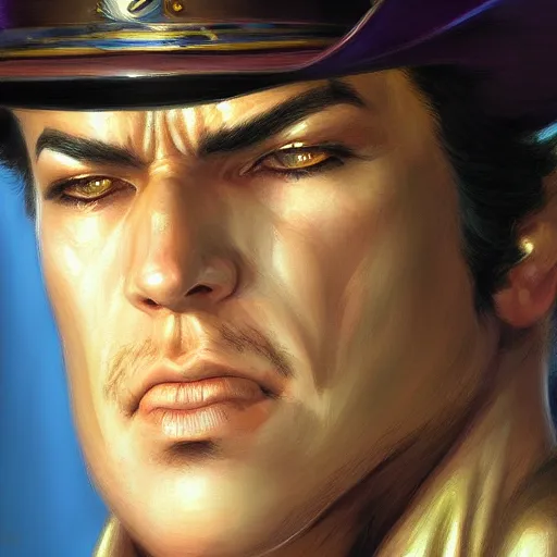 Prompt: Jotaro Kujo, closeup character portrait art by Donato Giancola, Craig Mullins, digital art, trending on artstation